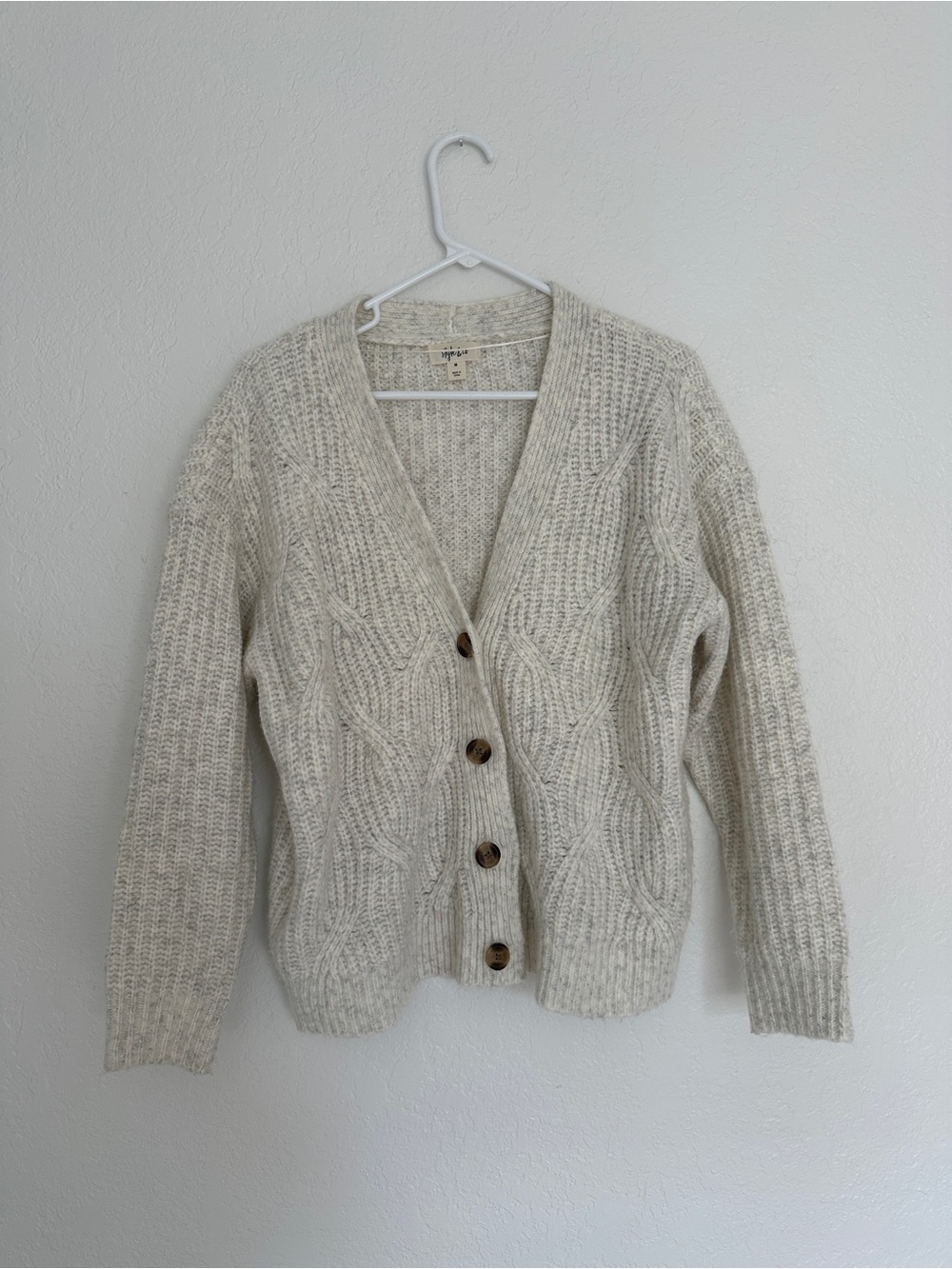 Style & Co Cream Cable Knit Cardigan Sweater M